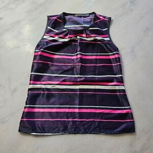 Outback Red Womens XS Sleeveless Top Striped Purple Pink Casual‎ Blouse